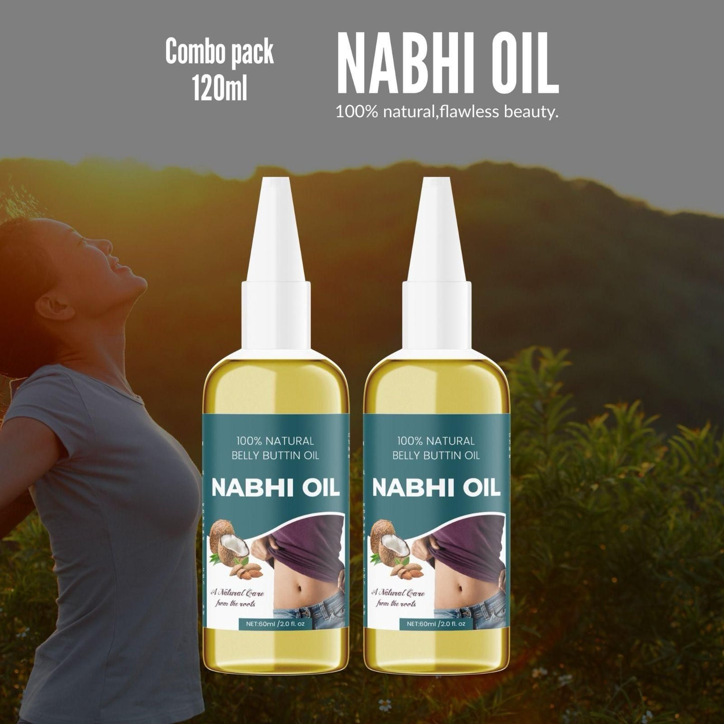 Natural Belly Button Oil Nabhi Oil 60ml (Pack Of 2)