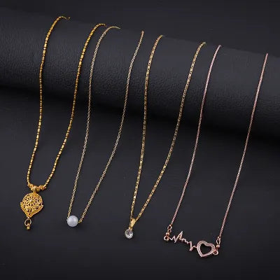 Exclusive Necklace Chain Combo of 4 For Womens And Girls Designed By Delfa