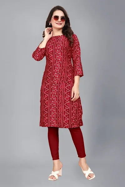 Stylish Maroon Crepe Printed Stitched Kurta For Women