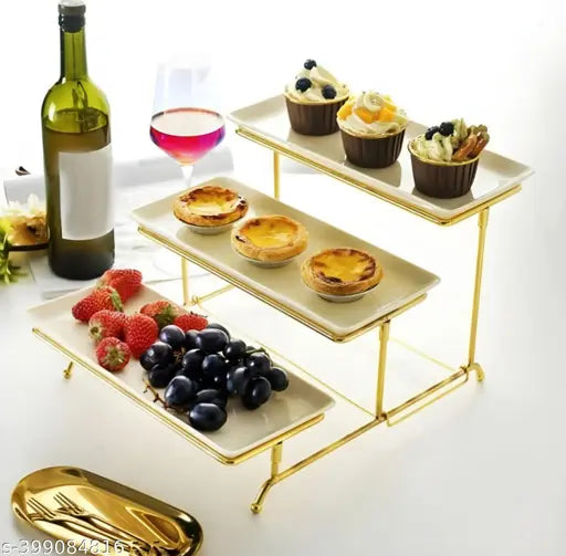 Kraphy Metal Snacks Organizer Shelf Banquet Cold Meal and White 