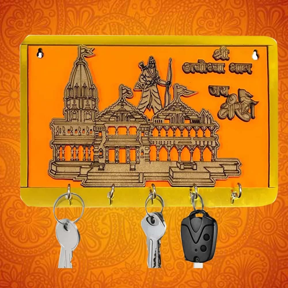 Shree Ram Mandir Ayodhya Model Wooden Key Holder