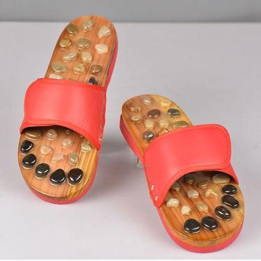 Acupressure Natural Stone Slippers (Red) - Shopsy