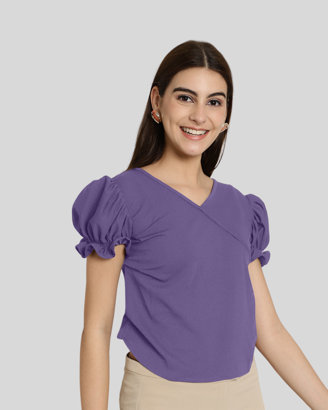 Chic Purple Short Sleeve Top 