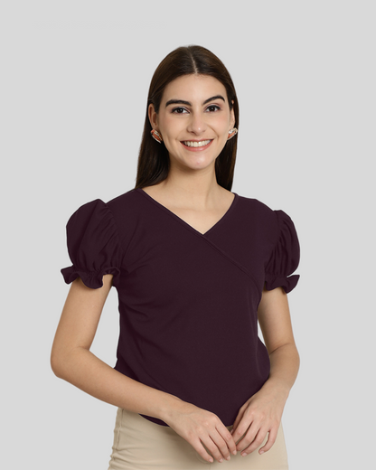 Chic Wine Short Sleeve Top 