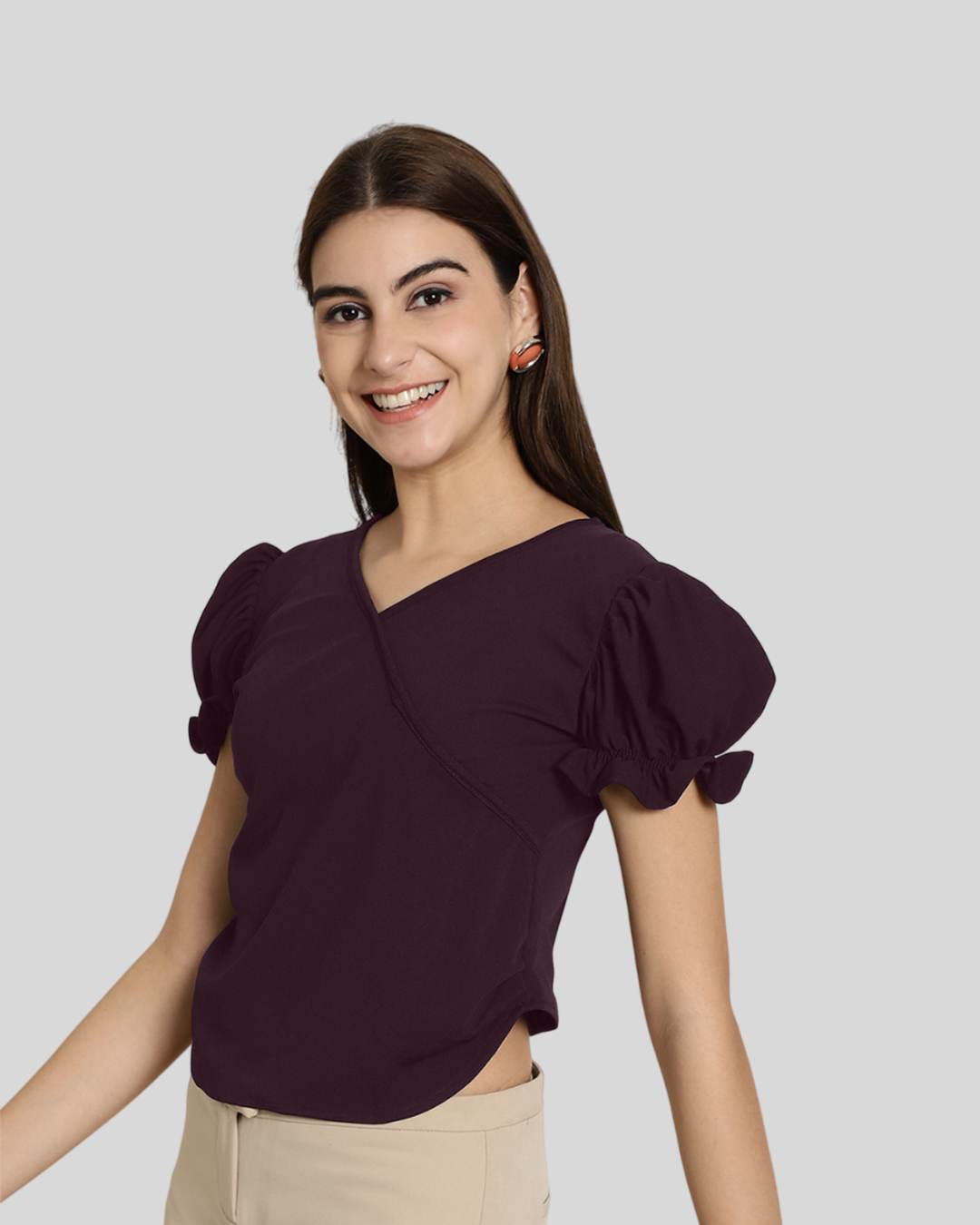 Chic Wine Short Sleeve Top 