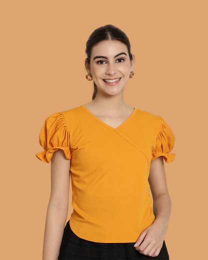 Chic Yellow Short Sleeve Top 