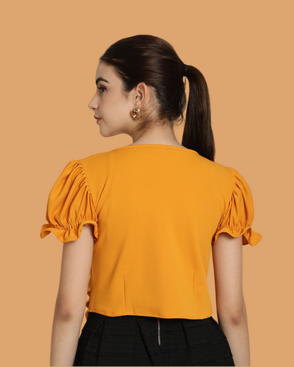 Chic Yellow Short Sleeve Top 