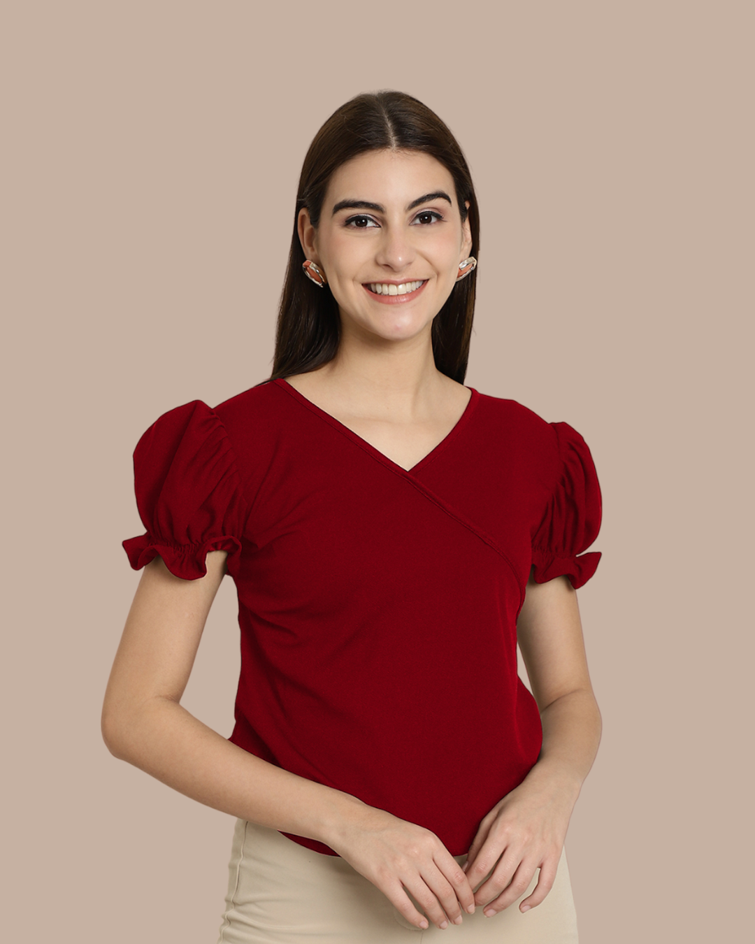 Chic Red Short Sleeve Top 