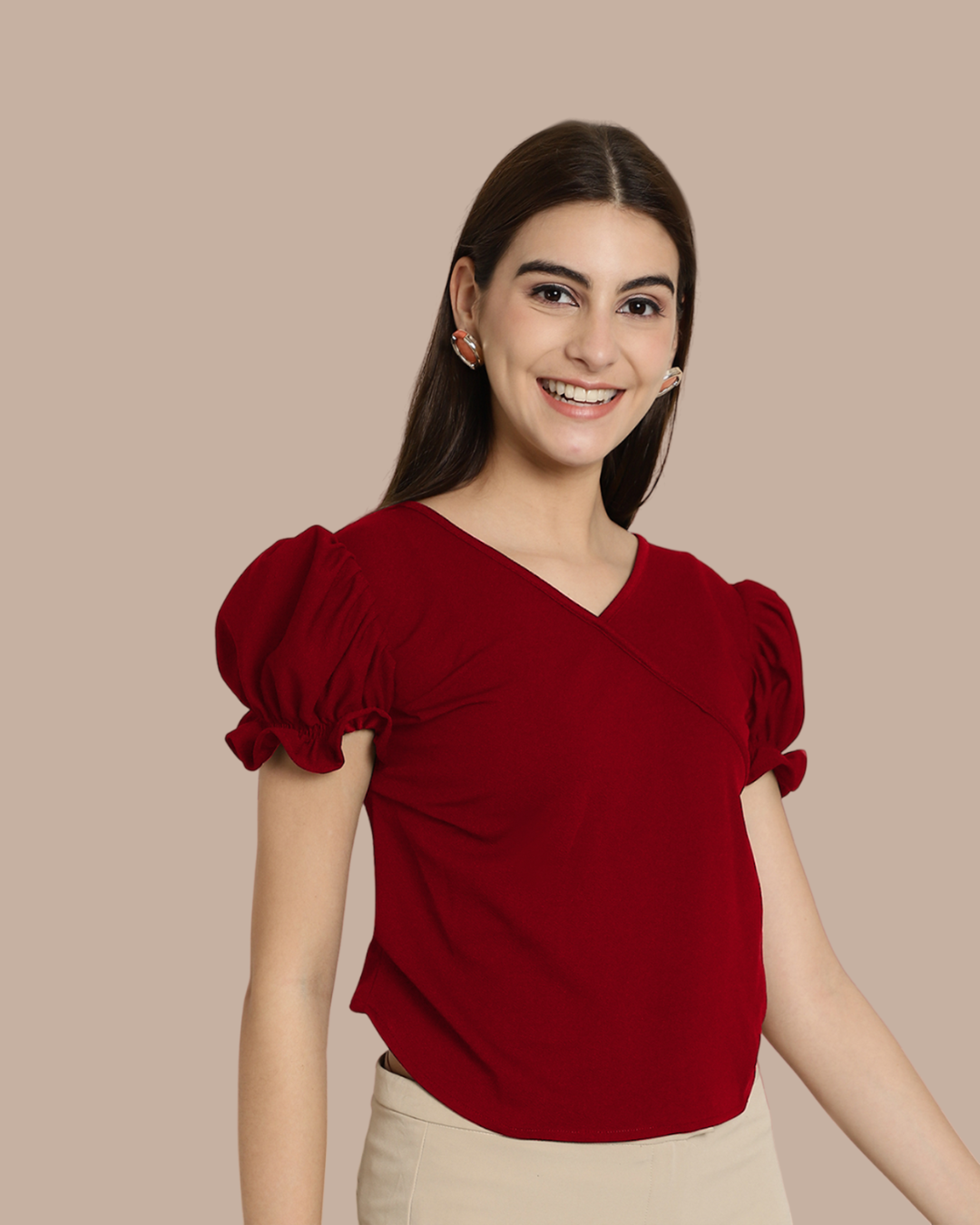 Chic Red Short Sleeve Top 