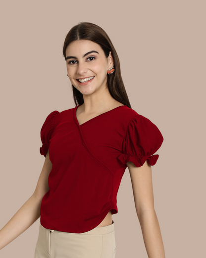 Chic Red Short Sleeve Top 