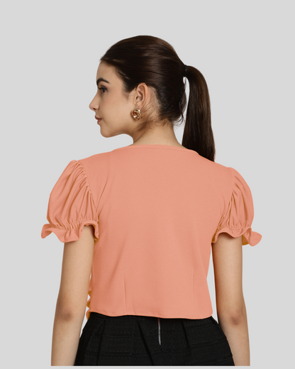 Chic Peach Short Sleeve Top 