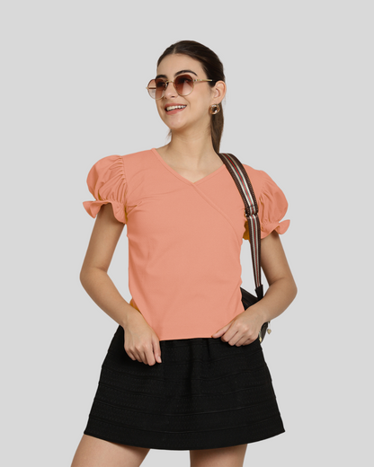 Chic Peach Short Sleeve Top 