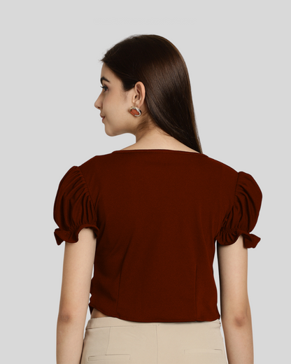 Chic Maroon Short Sleeve Top 