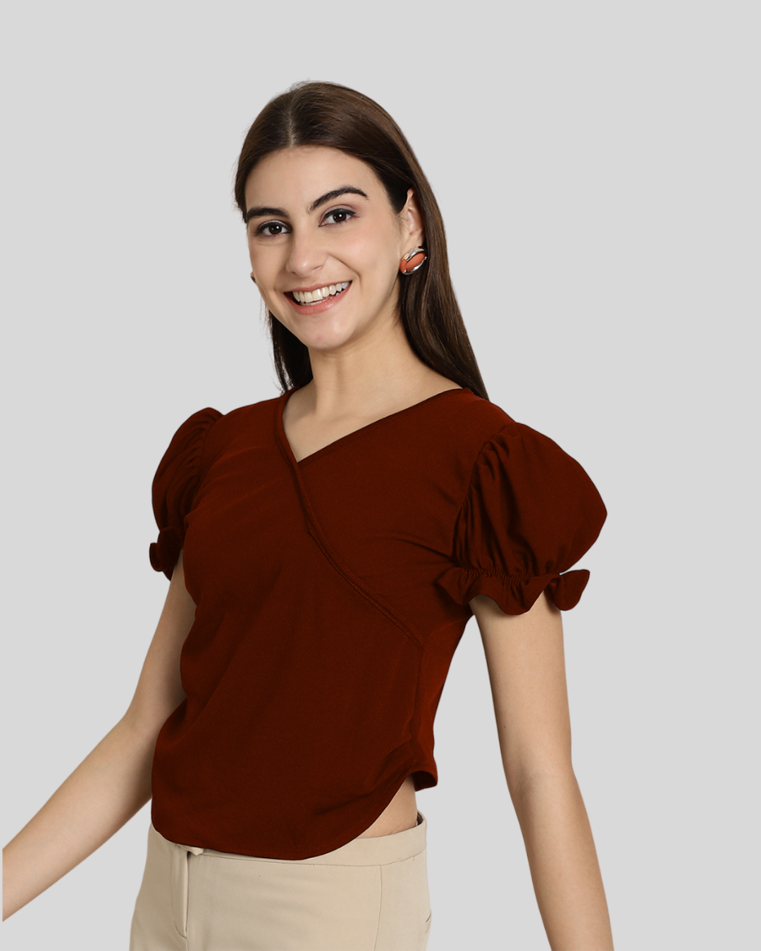 Chic Maroon Short Sleeve Top 