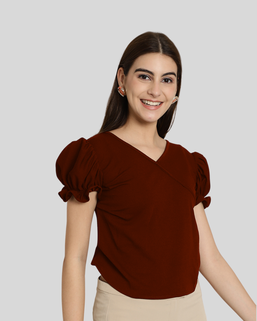 Chic Maroon Short Sleeve Top 