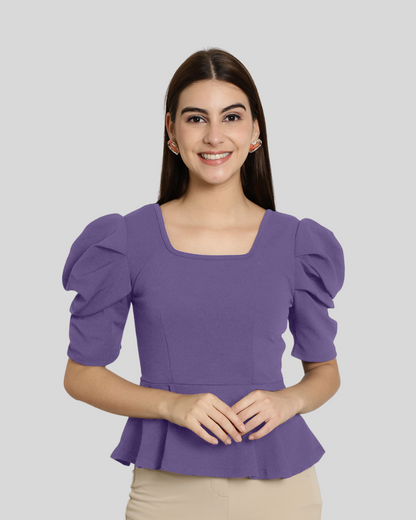 Stylish Solid Purple Top 