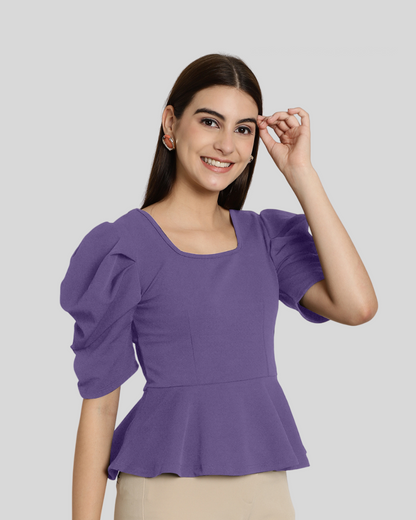 Stylish Solid Purple Top 