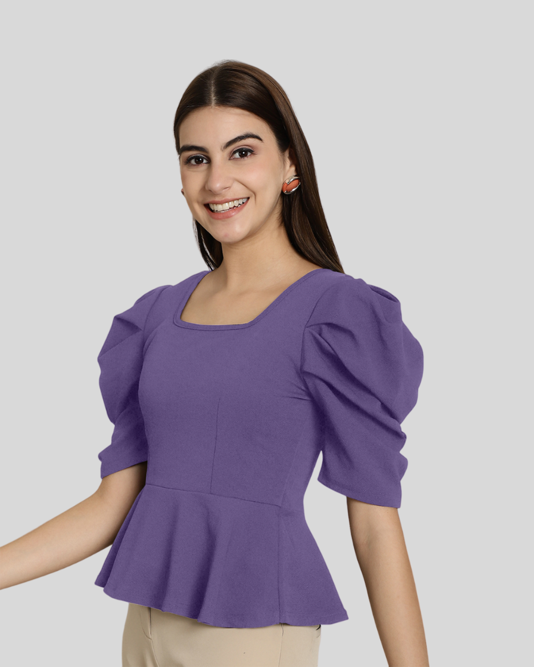 Stylish Solid Purple Top 