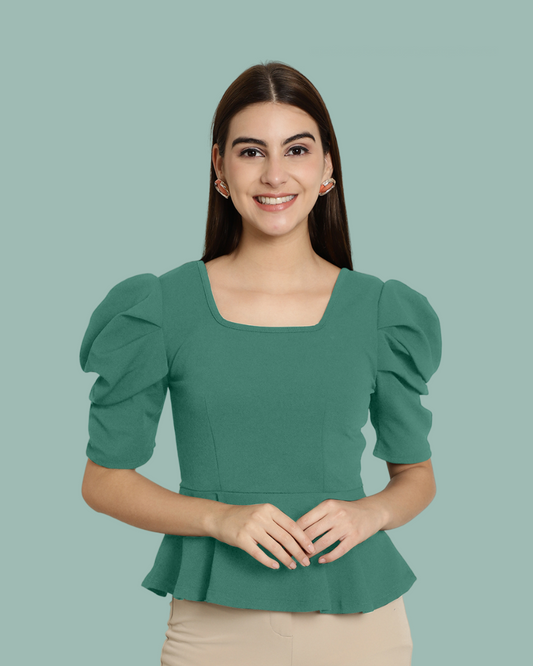 Stylish Solid Green Top 