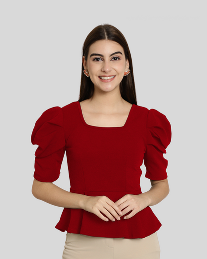 Stylish Solid Red Top 