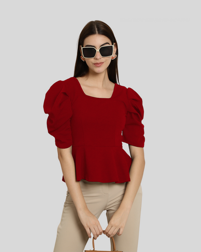 Stylish Solid Red Top 