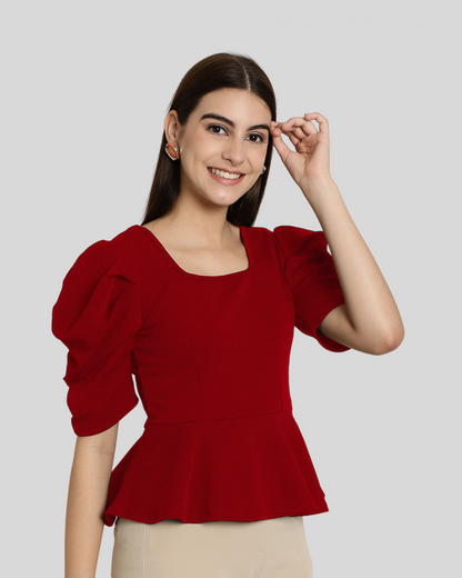 Stylish Solid Red Top 