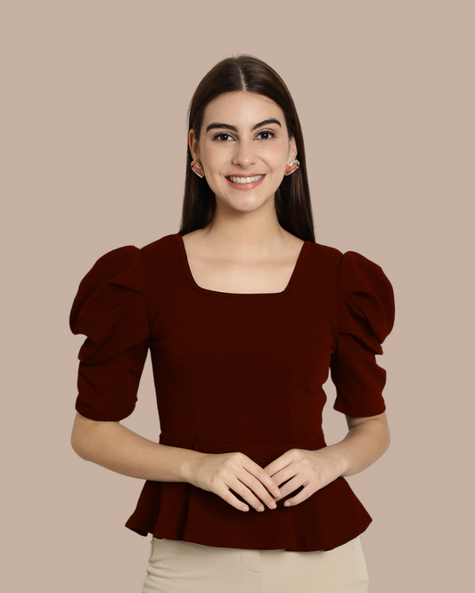 Stylish Solid Maroon Top 