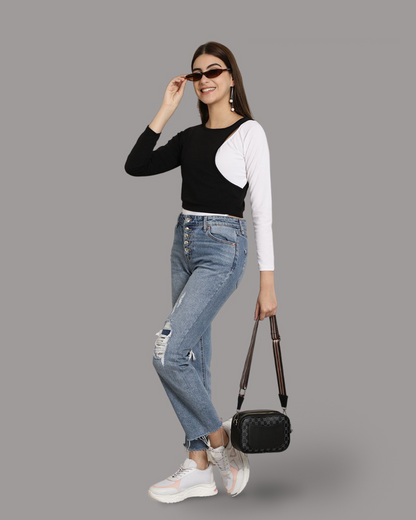 Chic Layered Monochrome Top 