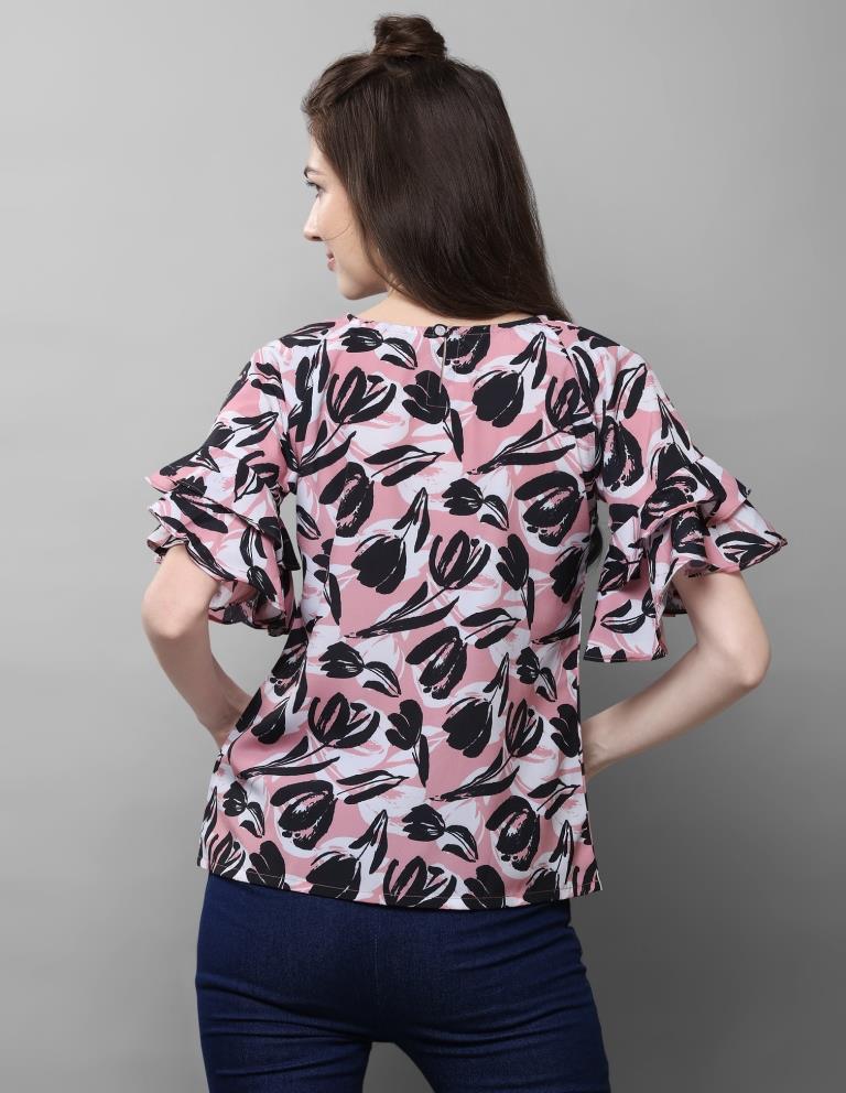 Amazing Pink Coloured Printed Crepe Tops 