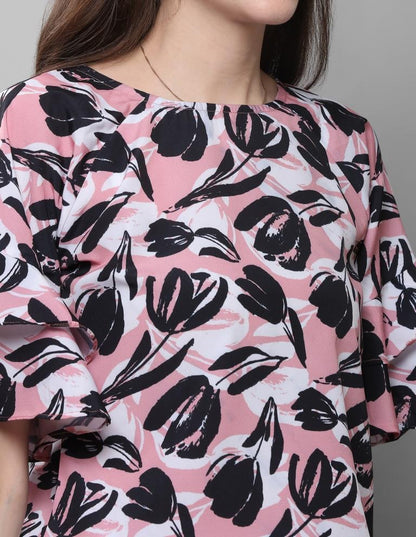 Amazing Pink Coloured Printed Crepe Tops 