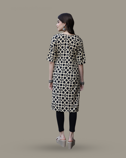 Ring Pattern Black Kurta 