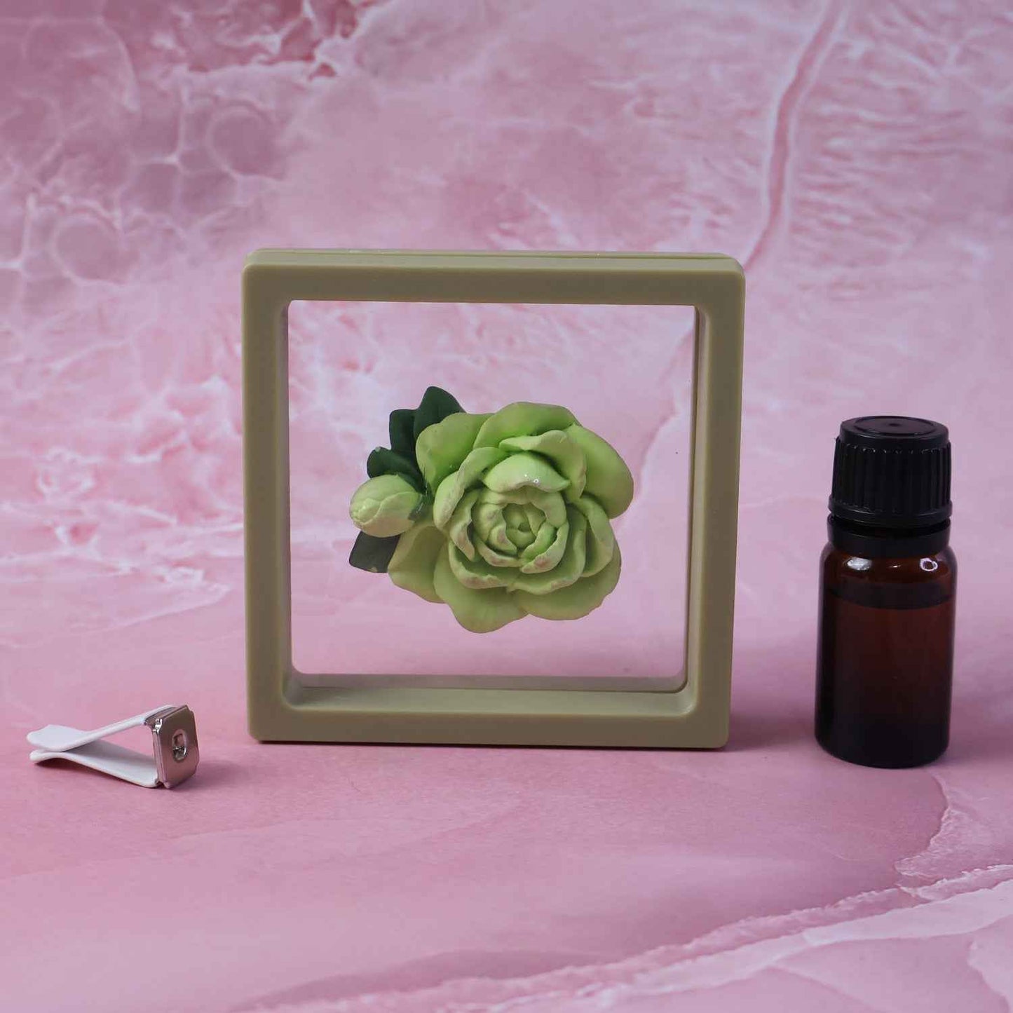 Elegant Rose Flower Car Air Freshener Clip for AC Vent with Perfume Bottle 10ML(1 Pc)