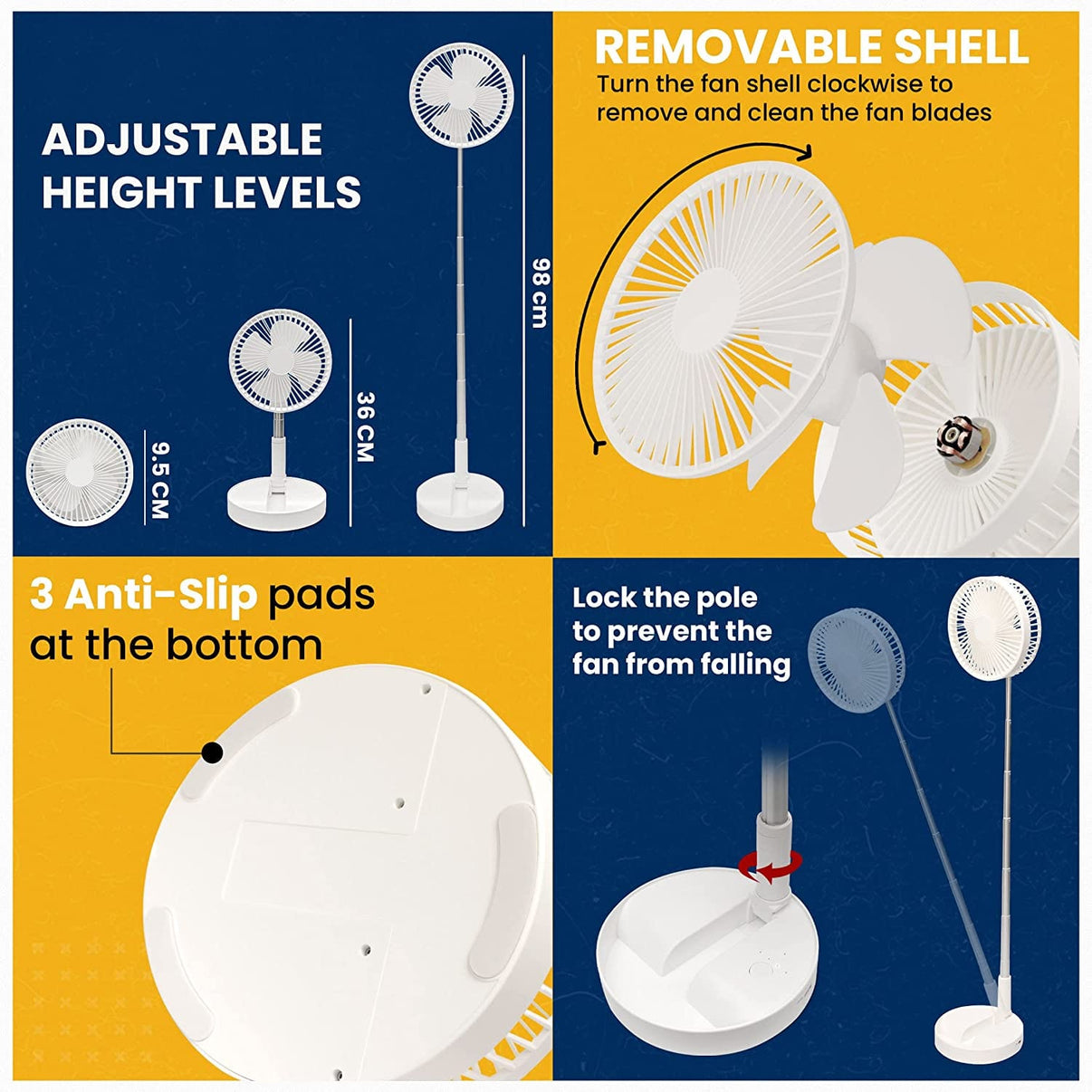 Rechargeable High Speed Folding Table Fan