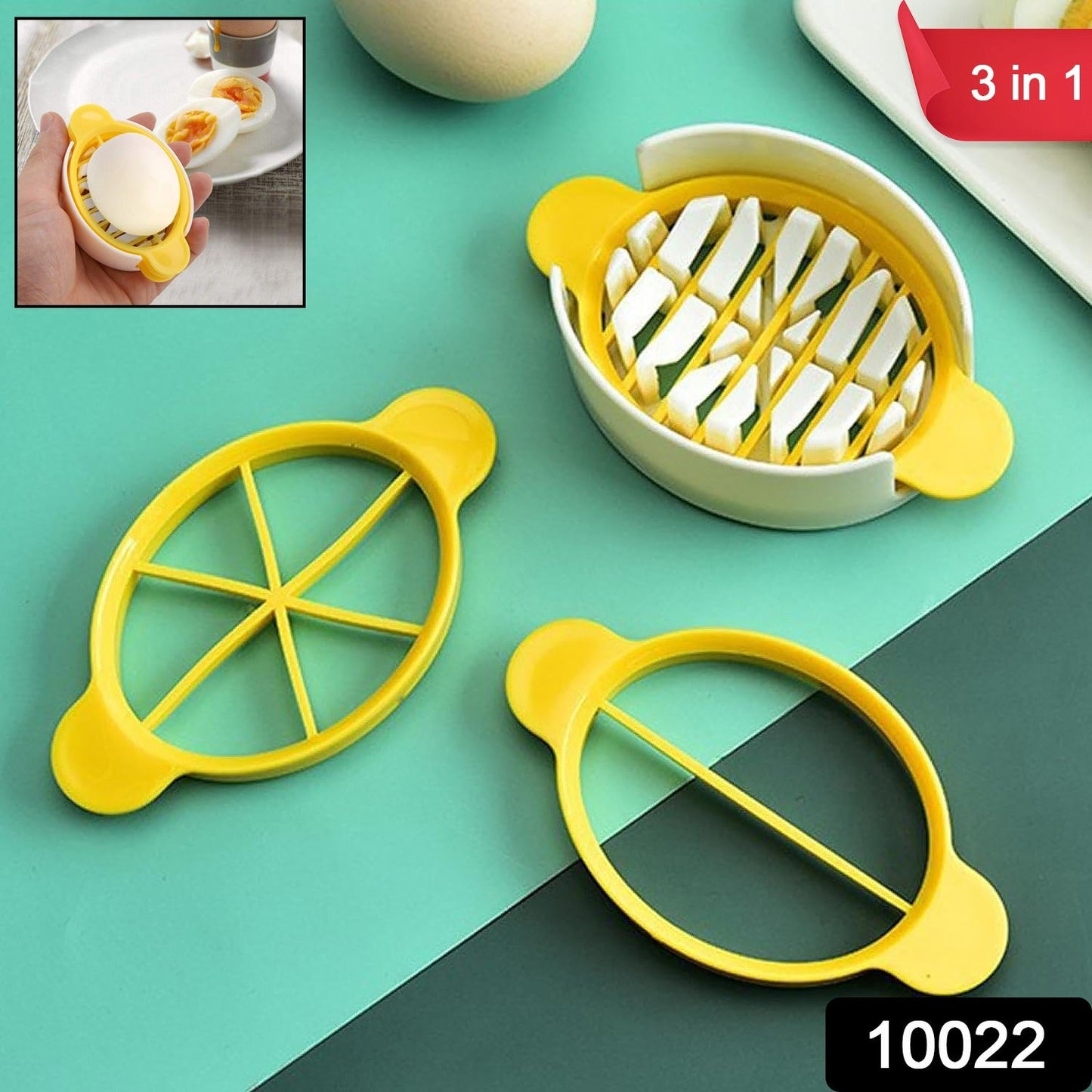 Egg Slicer, 3 in 1 Boiled Egg Slicer, Egg Slicer Restaurant Kitchen Tool (1 Pc)