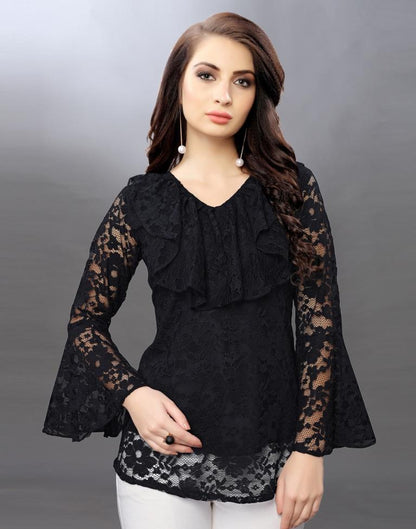 Enriching Black Coloured Net Russell Net Tops 