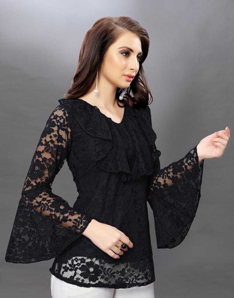 Enriching Black Coloured Net Russell Net Tops 