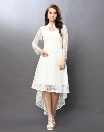 Majestic White Coloured Net Russell Net Dress