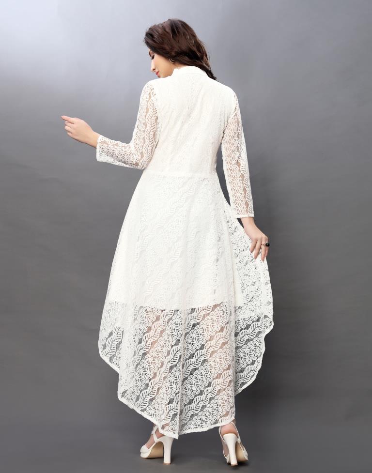 Majestic White Coloured Net Russell Net Dress