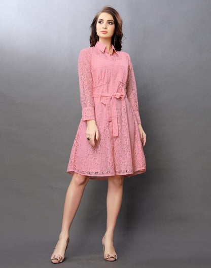 Pink Coloured Net Russell Net Dress