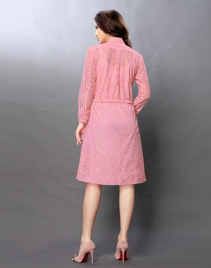 Pink Coloured Net Russell Net Dress