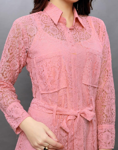 Pink Coloured Net Russell Net Dress