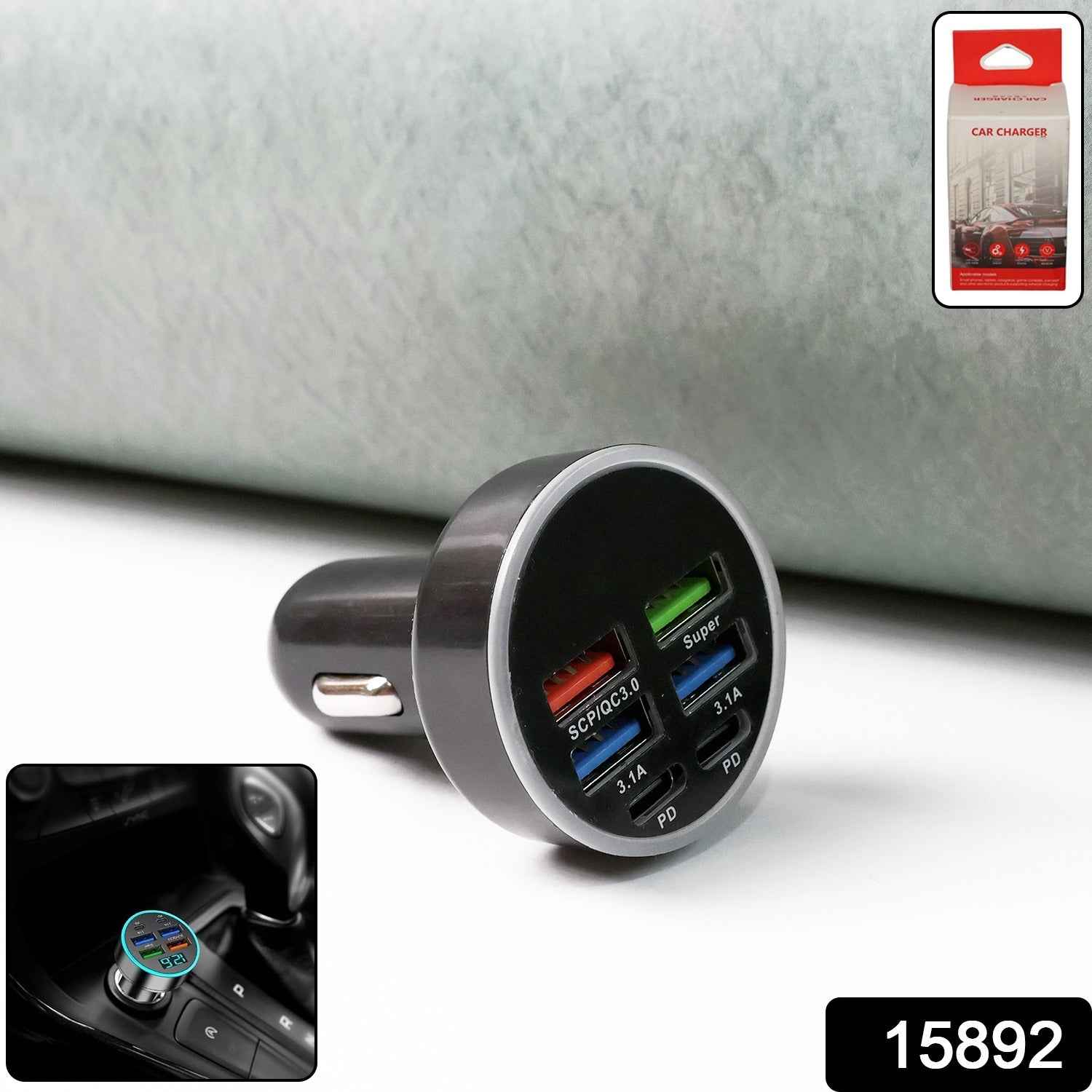 Multi-Port Fast Car Charger for 12V/24V Vehicles – 4-USB Smart Adapter