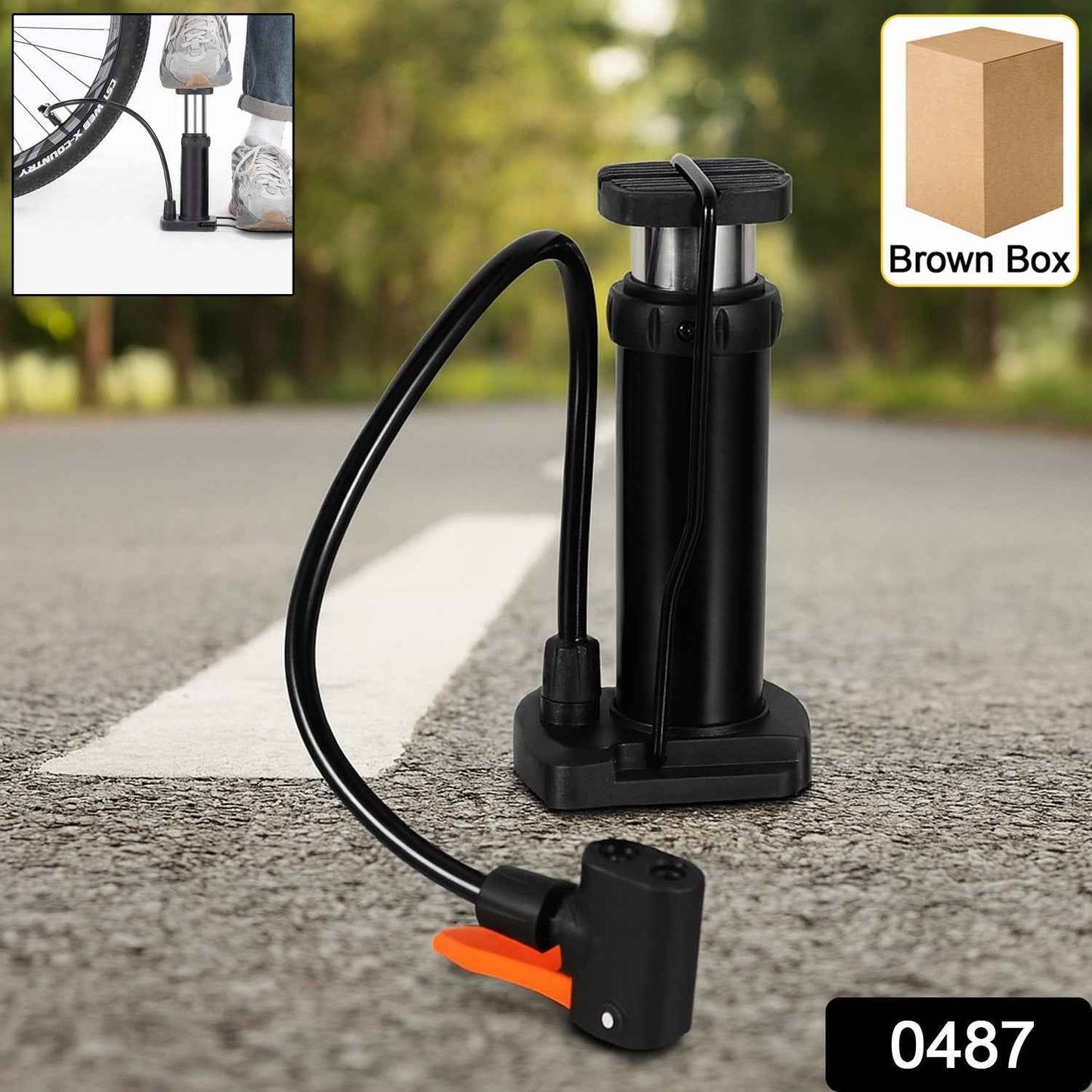 Compact Mini Foot-Operated Air Pump with Hose & Locking Valve Head