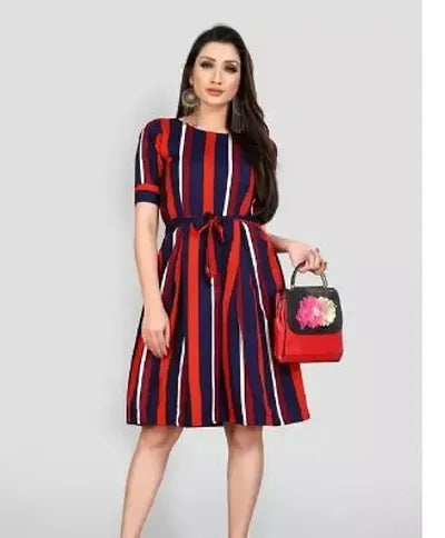 Stylish Poly Crepe Printed Dress For Women