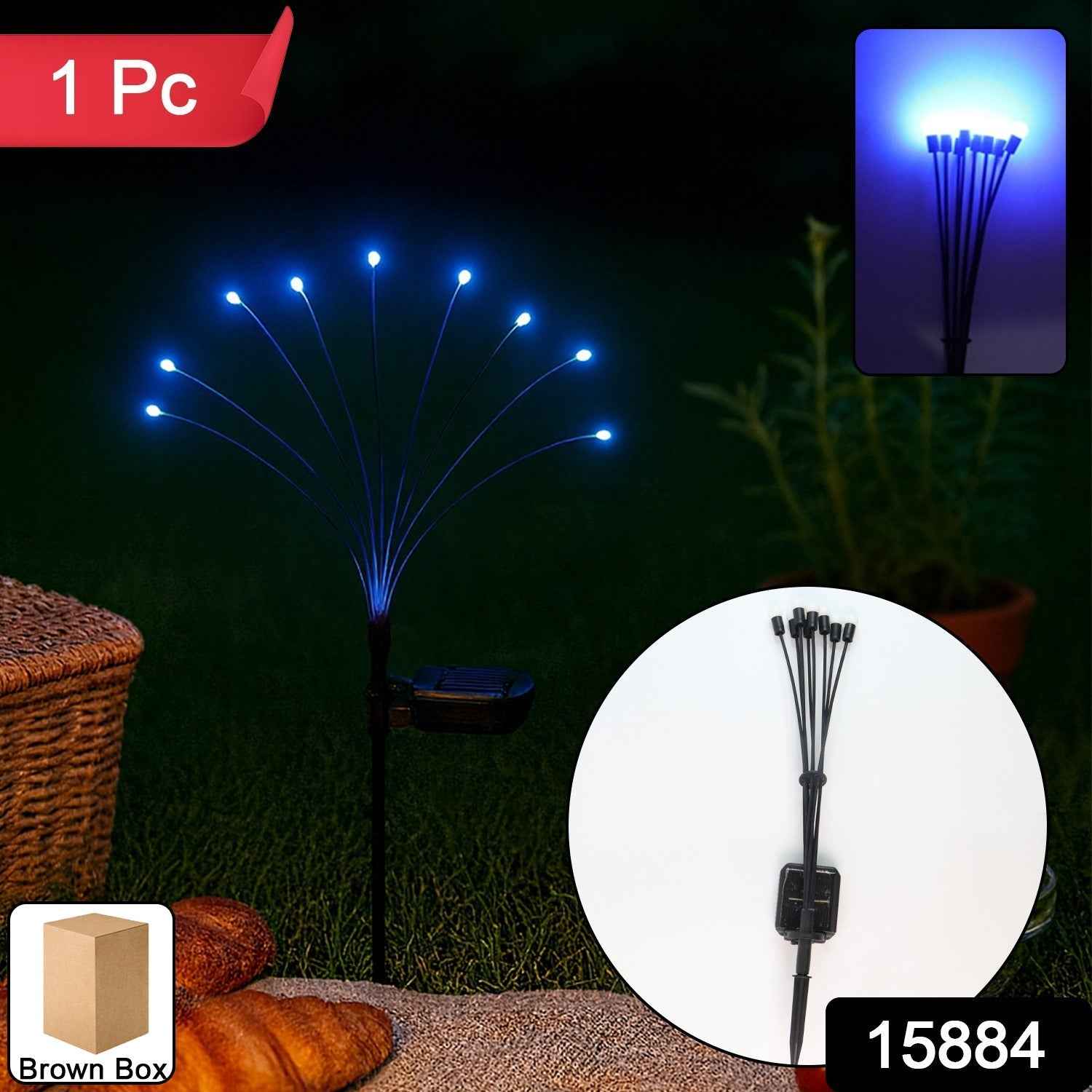 Solar LED Fiber Optic Garden Light - (1 Pc / Mix LED LIght)