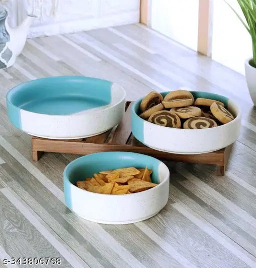 Kraphy Ceramic Stylish Premium Serving Bowls/Salad Tray Microwave Dishwasher Safe 