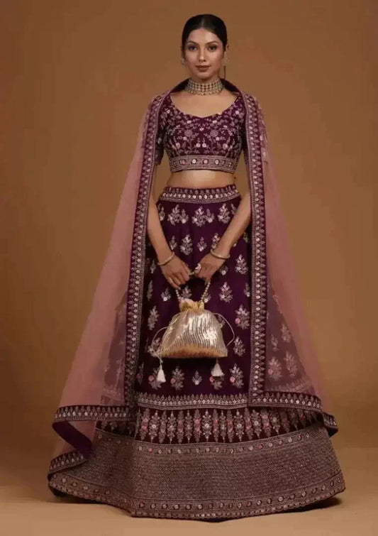 Attractive Tafeta Silk Lehenga For Women simsim