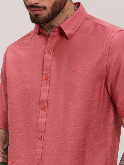 Men Pink Solid Slim Fit Shirt