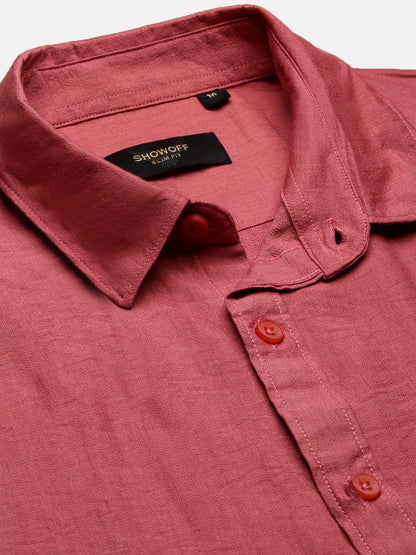 Men Pink Solid Slim Fit Shirt