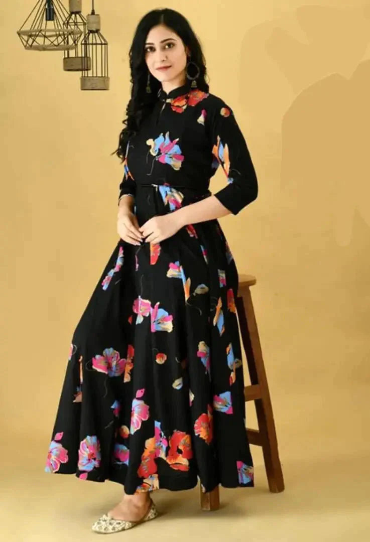 Beautiful Crepe Stitched Ethnic Gown for Women simsim